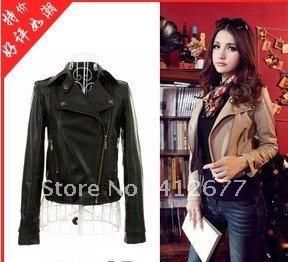 free shipping Clothing 2012 autumn casual coat short design turn-down collar motorcycle leather clothing leather jacket PU