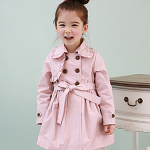 Free shipping Clothing children's clothing 2013 spring all-match female child outerwear solid color trench 0129