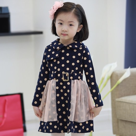 Free shipping Clothing children's clothing 2013 spring all-match turn-down collar lace female child trench 0128