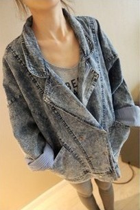free shipping- Clothing spring fashion casual wind handsome retro denim outerwear oversized finishing
