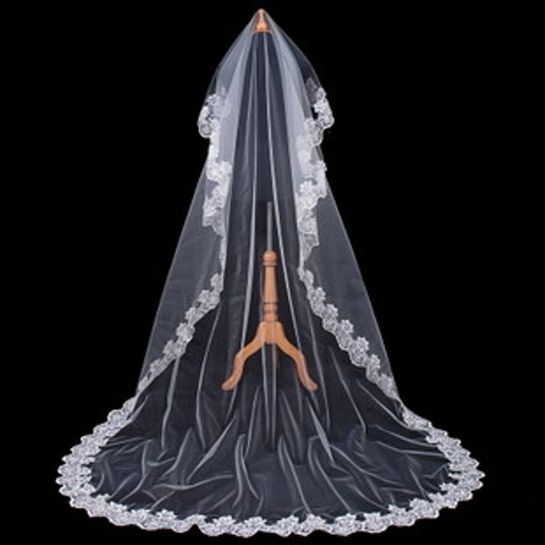 Free Shipping Clothing veil the bride wedding dress veil long design veil laciness train veil