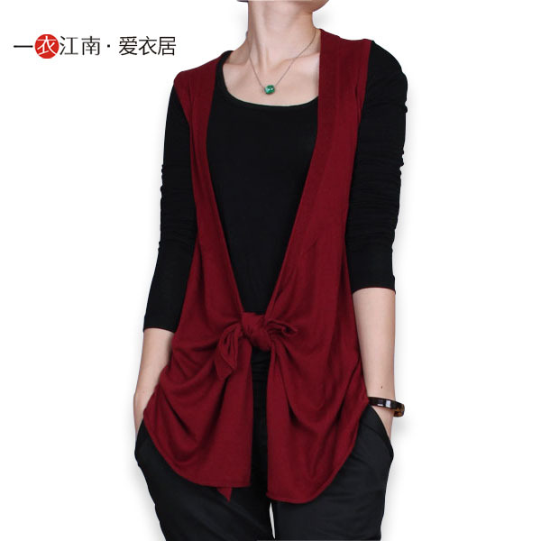 FREE SHIPPING Clothing women's modal thin sleeveless shoulder cape sweater cardigan cloak spring and autumn