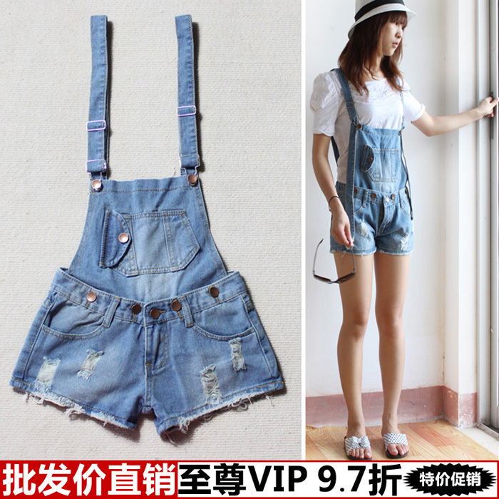 Free Shipping Clothing yi guangzhou clothes clothing all-match suspenders denim shorts female Wholesale