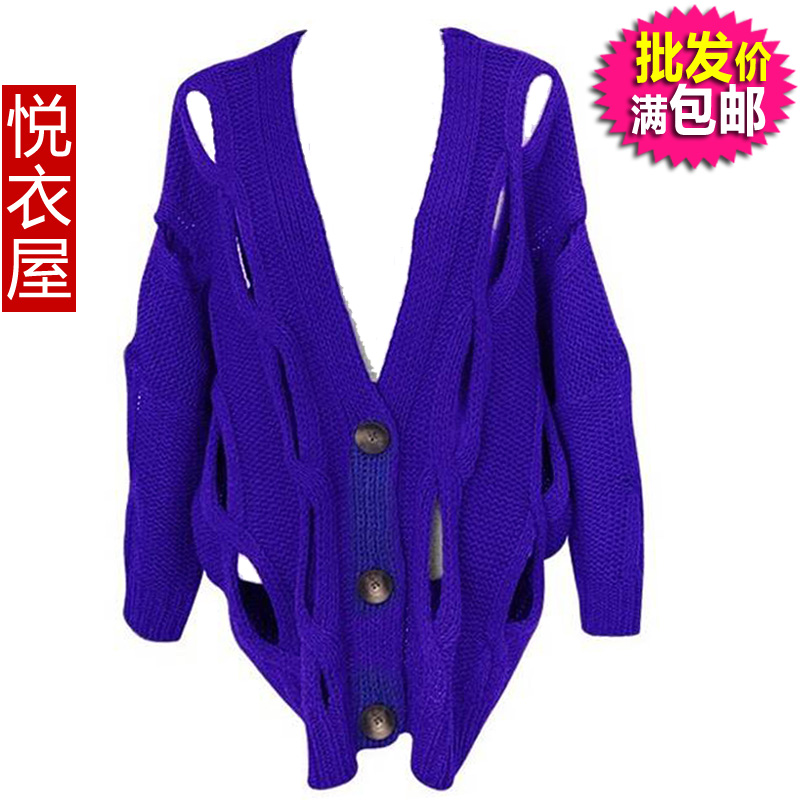 Free Shipping Clothing yk  clothes n9 rhombus cutout sexy batwing sweater female type wholesale