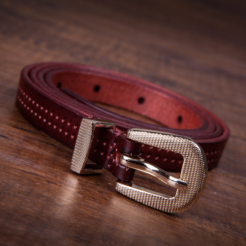 Free shipping Cold steel belt female all-match gold buckle strap Women women's belt first layer of cowhide genuine leather A600