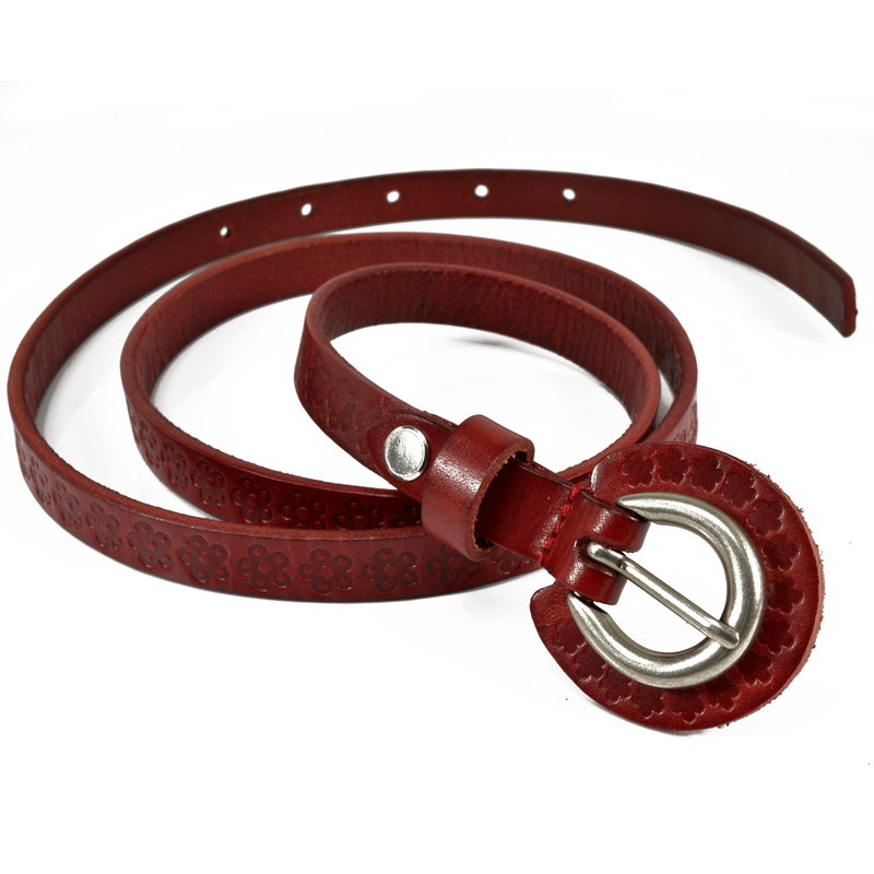 Free shipping Cold steel women's belt genuine leather strap female first layer of cowhide strap fashion print thin belt A568