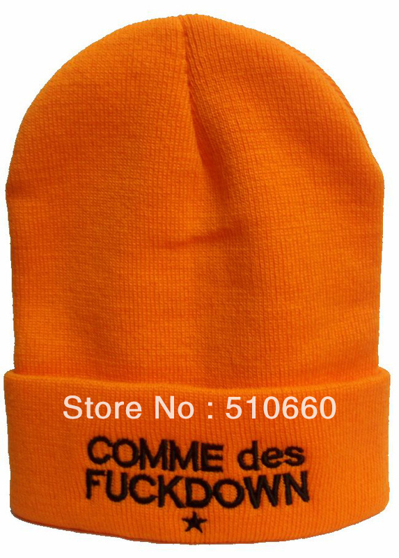 Free Shipping COMME DES FUCKDOWN ORANGE Beanie Hats Caps 100% Acrylic