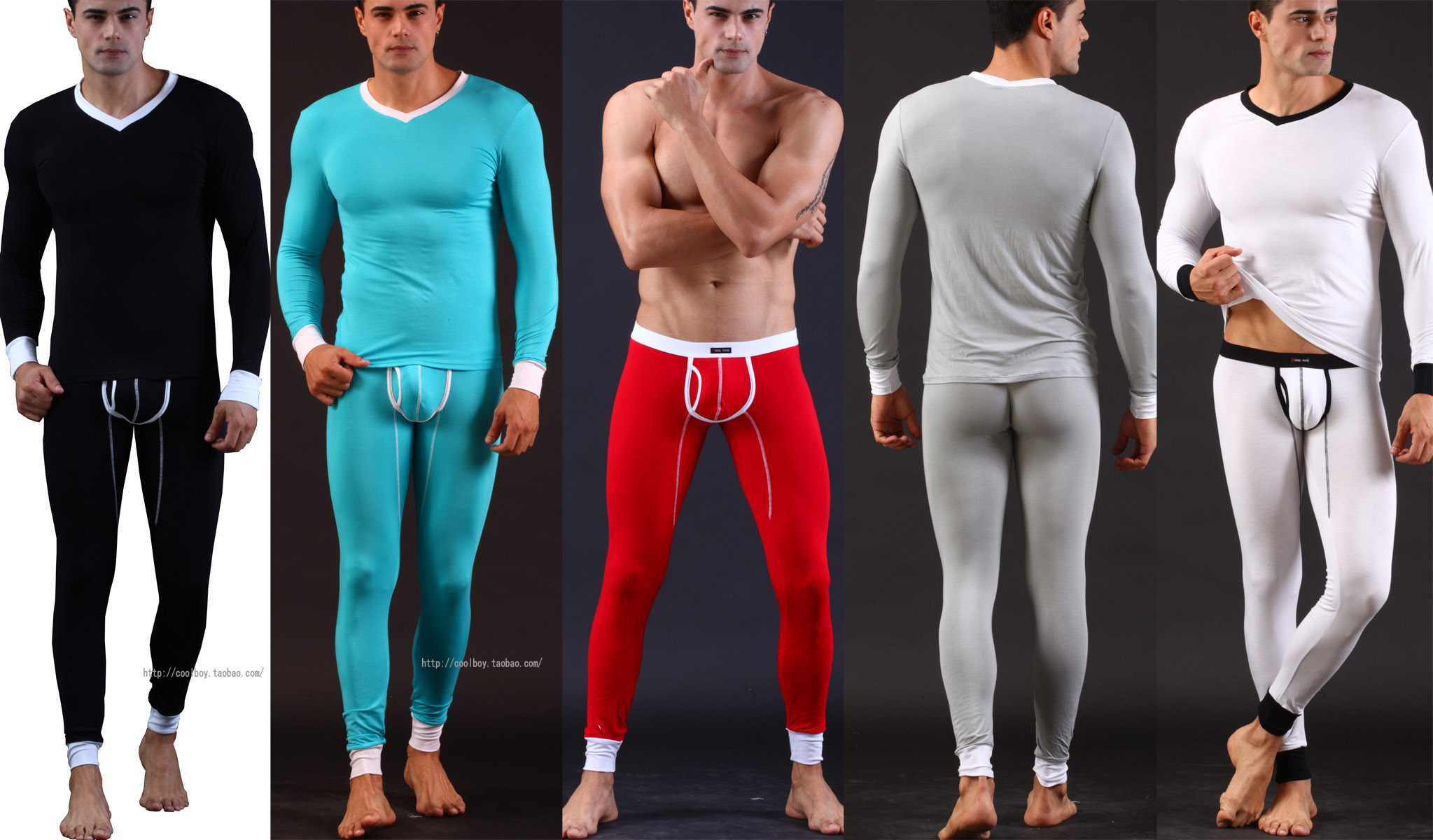 Free shipping Consmile underwear net wj men's set modal V-neck tight men's long johns long johns set