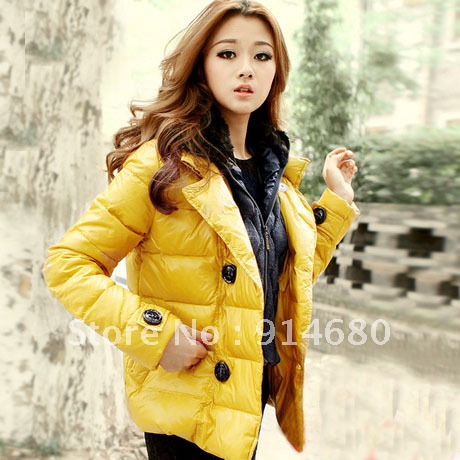 Free shipping! Corea design faux two piece with a hood down coat Three sizes Four colors