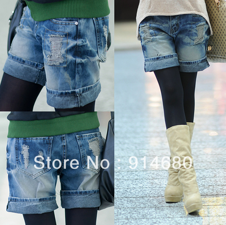 Free shipping! Corea New Style Hemming Leisure short jeans One color  five size