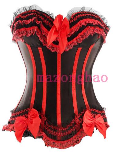 Free Shipping Corset gothic corset tight tiebelt royal bra princess mounted lace decoration formal dress basic