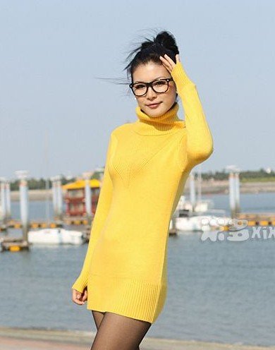 free shipping cost! 2pieces/lot,Long cotton in rendering high-necked sweater hip bag (gift necklace)