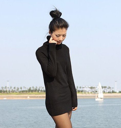 free shipping cost! 2pieces/lot,Long cotton in rendering high-necked sweater hip bag (gift necklace)