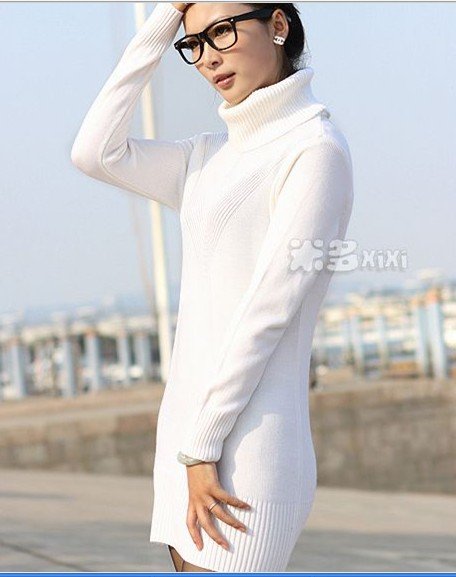 free shipping cost! 2pieces/lot,Long cotton in rendering high-necked sweater hip bag (gift necklace)