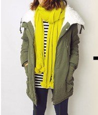 Free shipping,cotton-padded jacket plus size medium-long cotton-padded coat berber fleece wadded jacket female Army Green