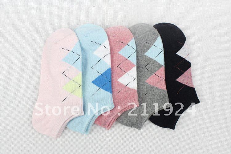 Free shipping cotton socks prismatic  invisible Sock Slippers -5 without trademark
