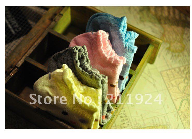 Free shipping cotton sockssmall dot wave border invisible Sock Slippers -11 without trademark