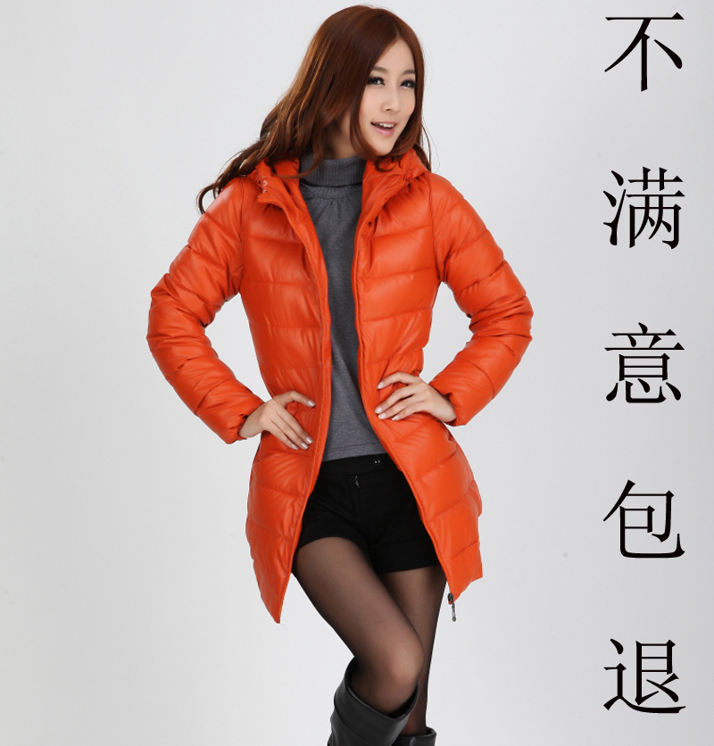 Free shipping Cotton trench medium-long wadded jacket cotton-padded jacket outerwear PU water washed leather slim women's