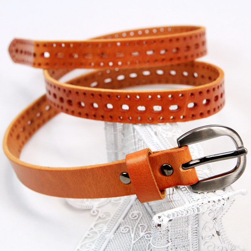 Free Shipping Cowhide multiporous genuine leather belt strap women's belt all-match strap Women chromophous