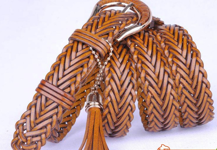 Free shipping Cowhide Women genuine leather belt decoration women's genuine leather knitted strap women's belt