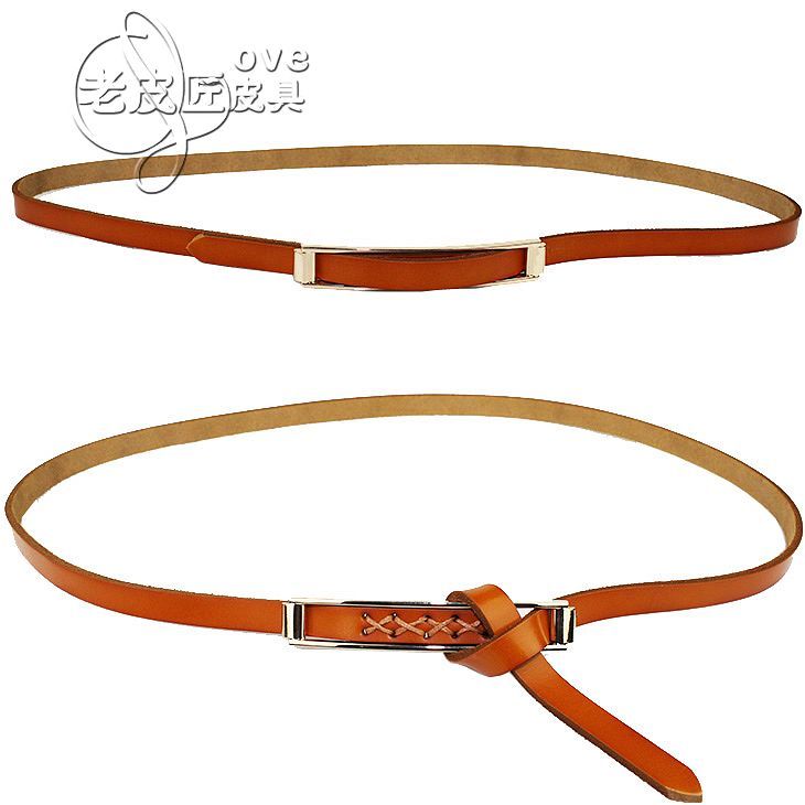 Free shipping Cowhide women's thin belt decoration genuine leather tieclasps strap Women all-match women's strap