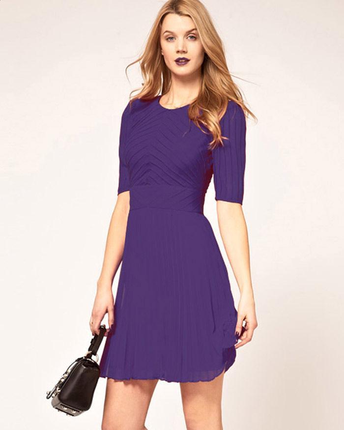 Free Shipping Crazy Price Best Quality Peated Georgette Chiffon Brand Women Dress KM098
