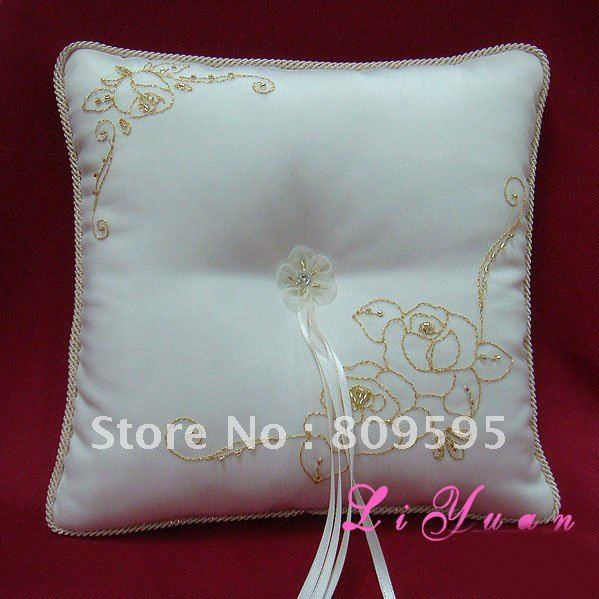 Free shipping , Cream Satin Wedding Ring Cushion/Bridal Pillow