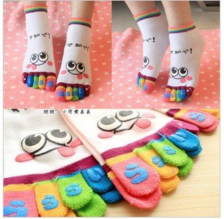 free shipping Creative couple cartoon socks Cotton socks Cartoon five fingers sox Cute socks