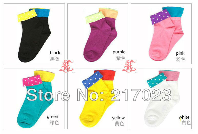 Free Shipping    Creative  Keep warm  Comfortable   Breathe freely  Dots  Flanging socks  casual athletic socks   Can wholesale