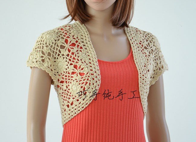 Free Shipping Crocheted Shrug / Bolero Shrug - Mini Cardigan -  Wholesale - Length: 35-40cm
