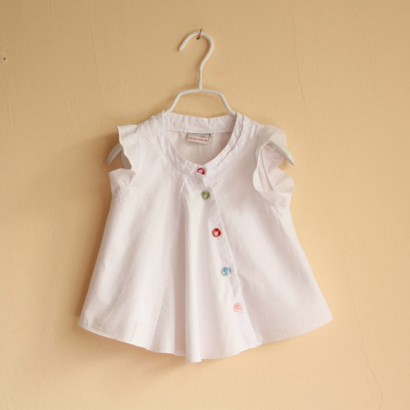 free shipping  CS3010  children girl summer sleeveless blouses white and plaid 1lot 6PCS