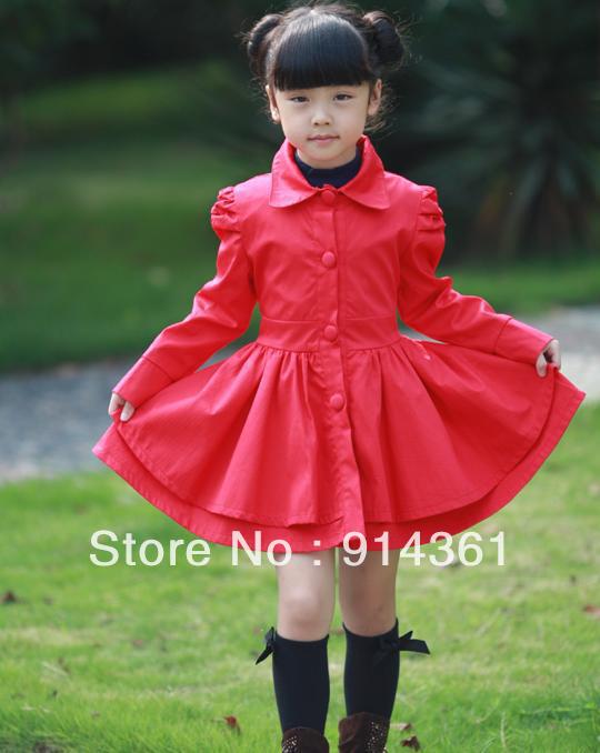 Free   shipping    Cuhk female children's wear sweet hubble-bubble sleeve long money dust coat