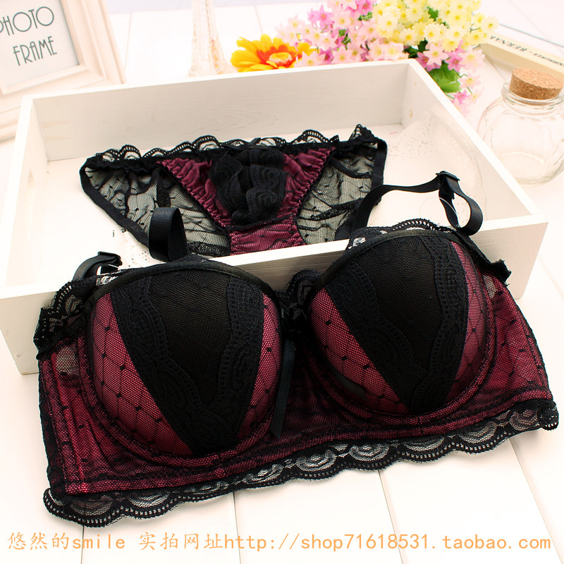 free shipping! Cup lace cup bra sexy push up underwear 3 breasted adjustable underwear bra set
