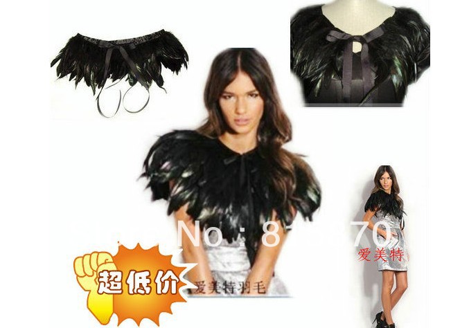 free shipping  custom made faux fur  beautiful feather  bridal wedding  jacket