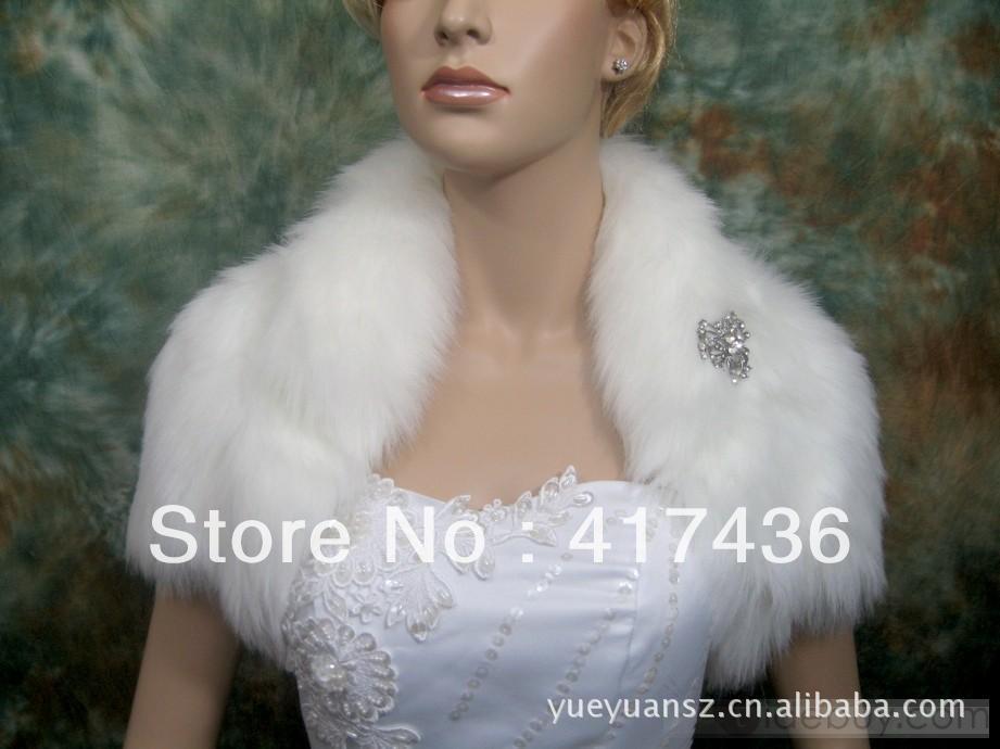 Free Shipping Custom made gorgeous Faux fur wedding wrap shawls short sleeve party evening Accessories bridal jackets bolero