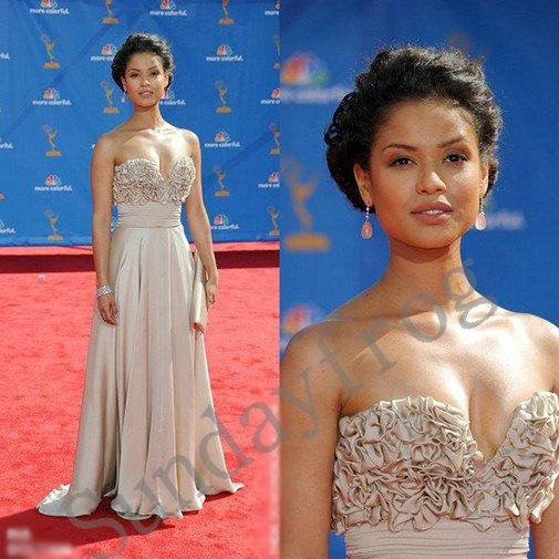 Free Shipping Custom Made Gugu Mbatha-Raw the 62nd Emmy Awards Red Carpet Sweetheart Silk Satin Celebrity Dresses Formal Gown