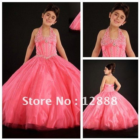 Free Shipping Custom Made Satin Party Dress For Children2012