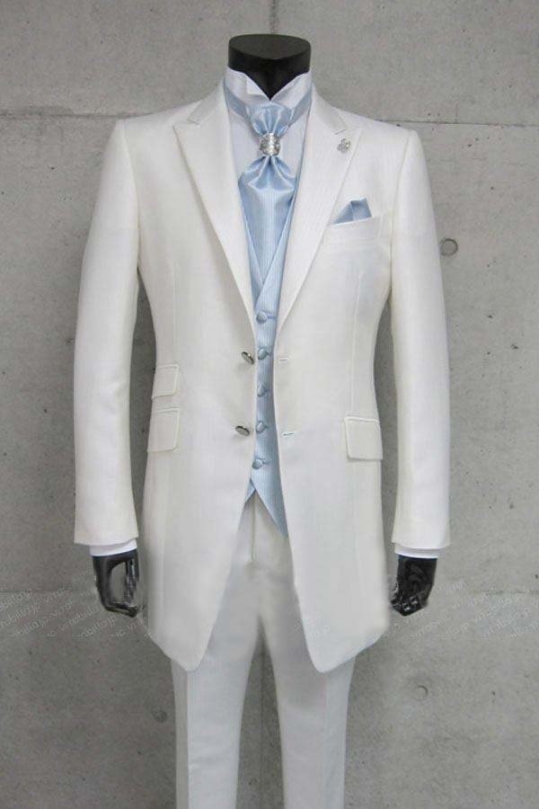 free shipping custom made wedding groom suit  white silk wool bright long tuxedos