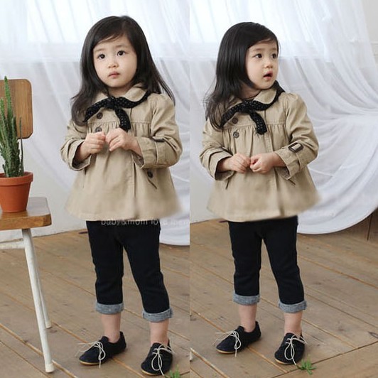 Free shipping cute all-match short design trench outerwear girls blouse children top baby underwear