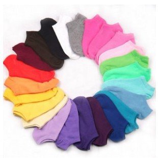 free shipping Cute candy colored cotton socks ship socks solid floor socks 10 pairs