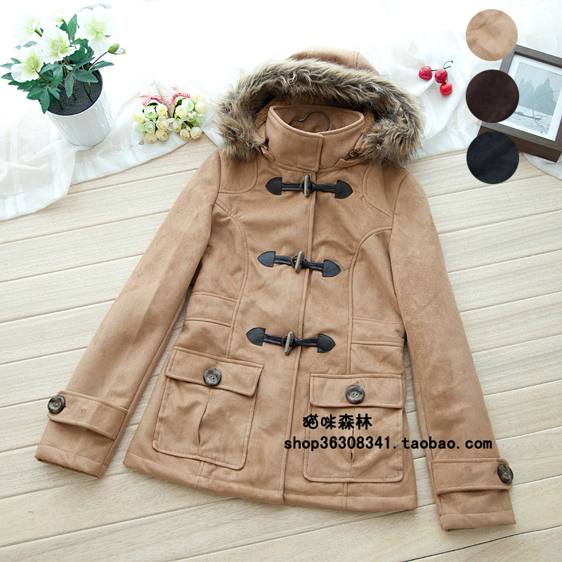 free shipping Cylindrical horn button suede fabric outerwear 1.04kg