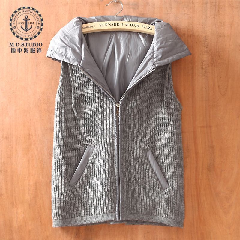 free shipping D669 2012 autumn women's needle solid color hooded cardigan sweater yarn vest outerwear
