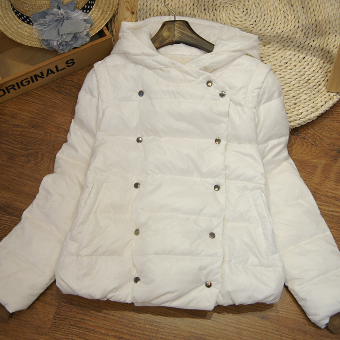 Free Shipping, Dazzle winter new arrival lace white down coat female short design high waist outerwear 114k201