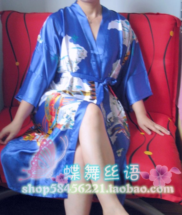 free shipping deal Women's separate plus size silk kimono robe sexy nightgown silk lounge 6