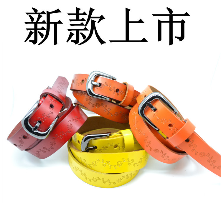 Free shipping Decoration cowhide thin belt tieclasps women's genuine leather strap Women all-match yaodai