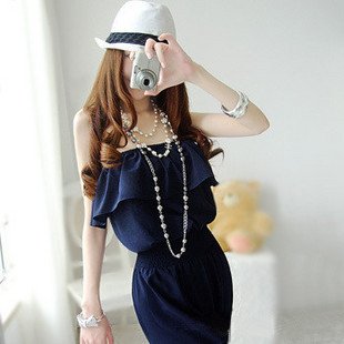 Free shipping Deep blue lotus leaf  jump suit,trousers,women clothes,ladies clothes wholesale and retail LM2011