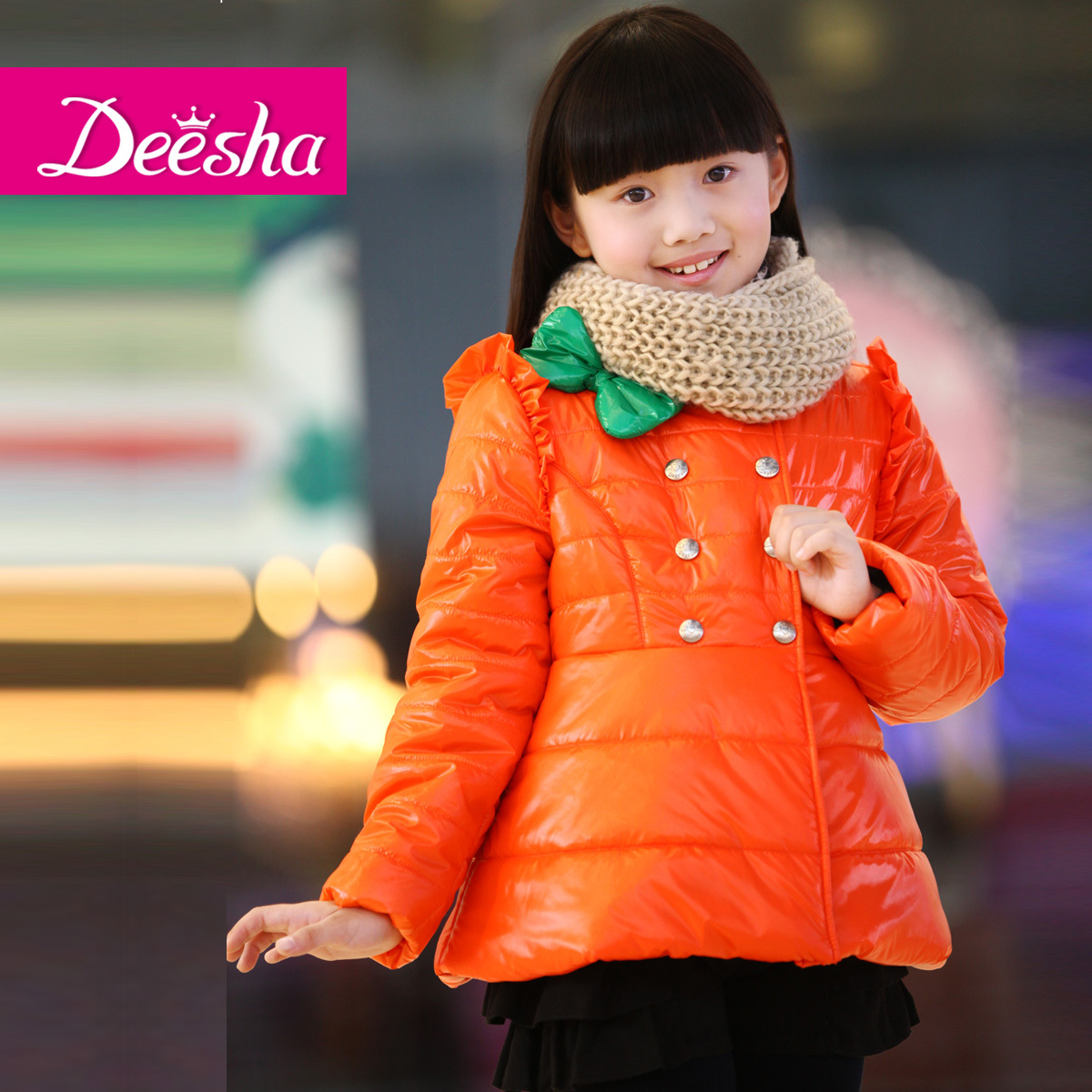 free shipping DEESHA 2012 medium-large female child princess wind slim ruffle hem small butterfly sleeve wadded jacket 1219316
