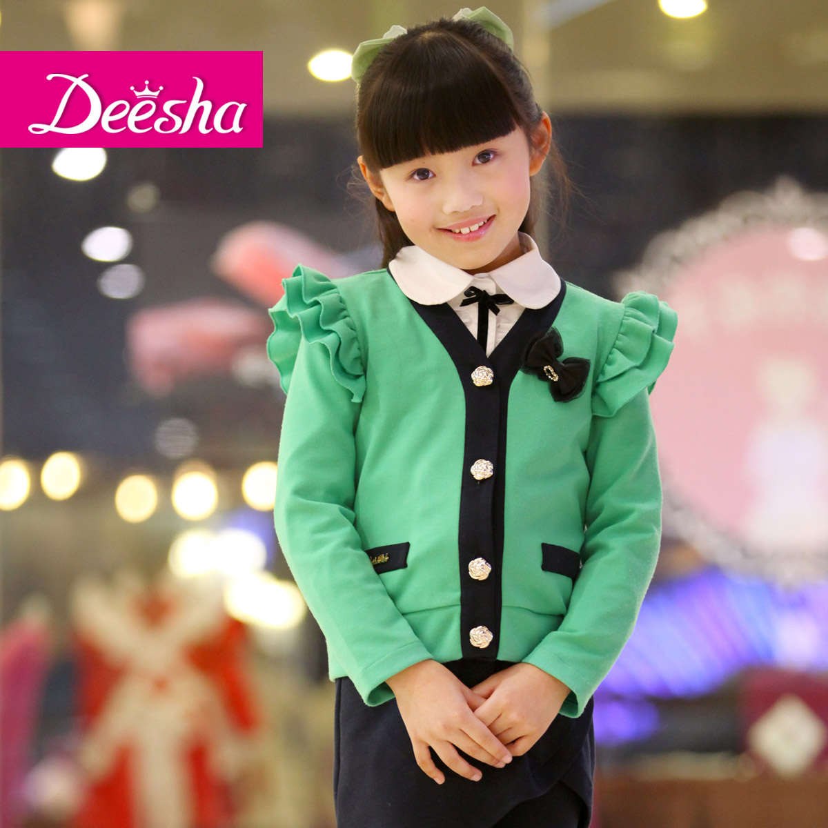 free shipping DEESHA 2013 spring and autumn female child medium-large preppy style sweet gentlewomen outerwear 1312315