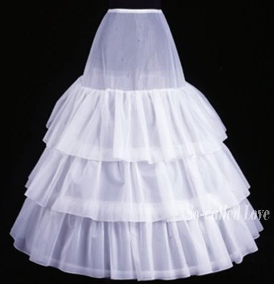 Free shipping delicate Half A-Line Full Gown 3 Tier Floor Length Slip Style Wedding Petticoat