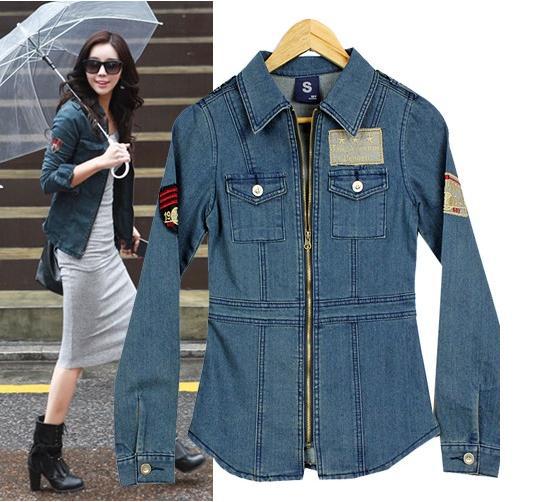Free Shipping Denim Clothings Patchwork Outwear short Jeans Coat A0026